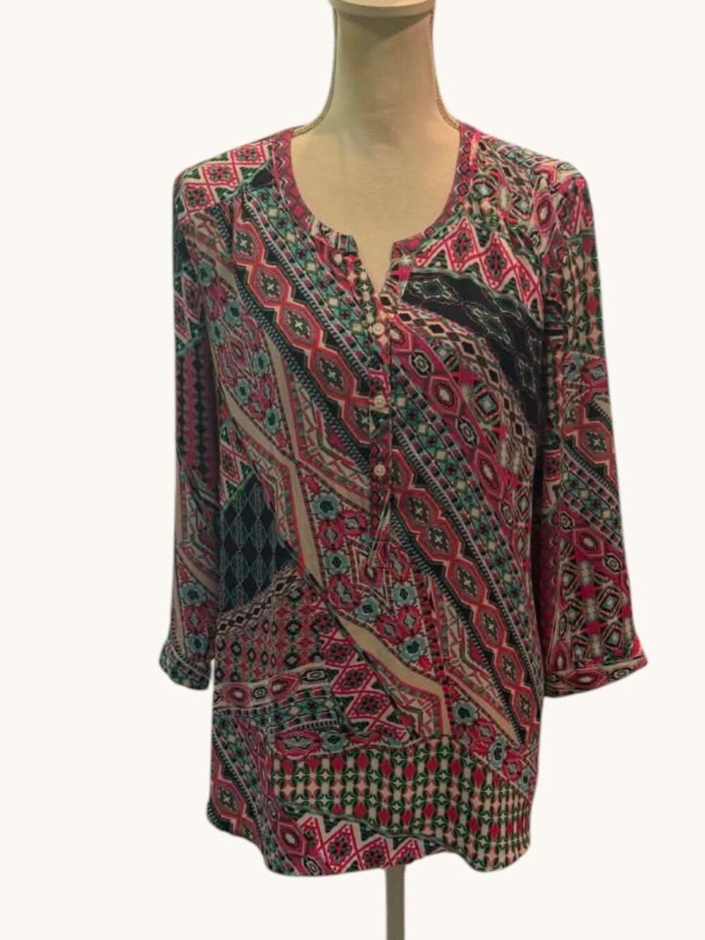 Van Heusen Multi Colored Light Weight Tunic Blouse